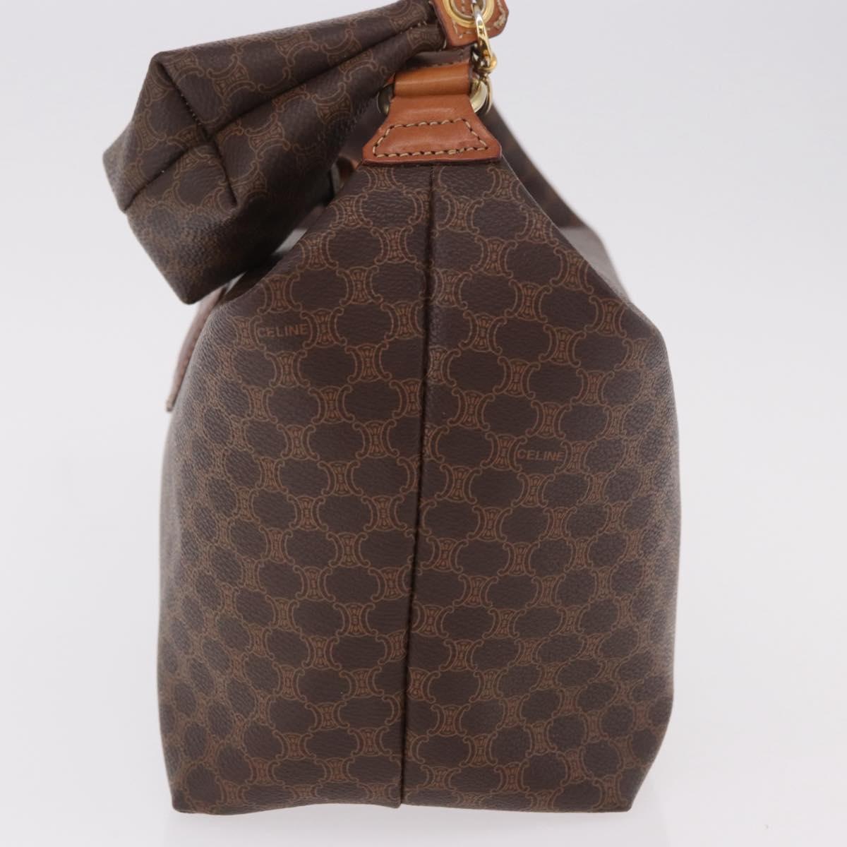 CELINE Macadam Canvas Hand Bag PVC Leather Brown Gold Auth 185986A