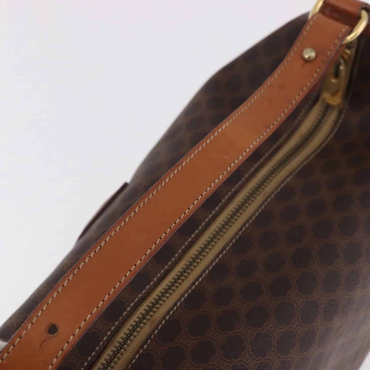CELINE Macadam Canvas Hand Bag PVC Leather Brown Gold Auth 185986A