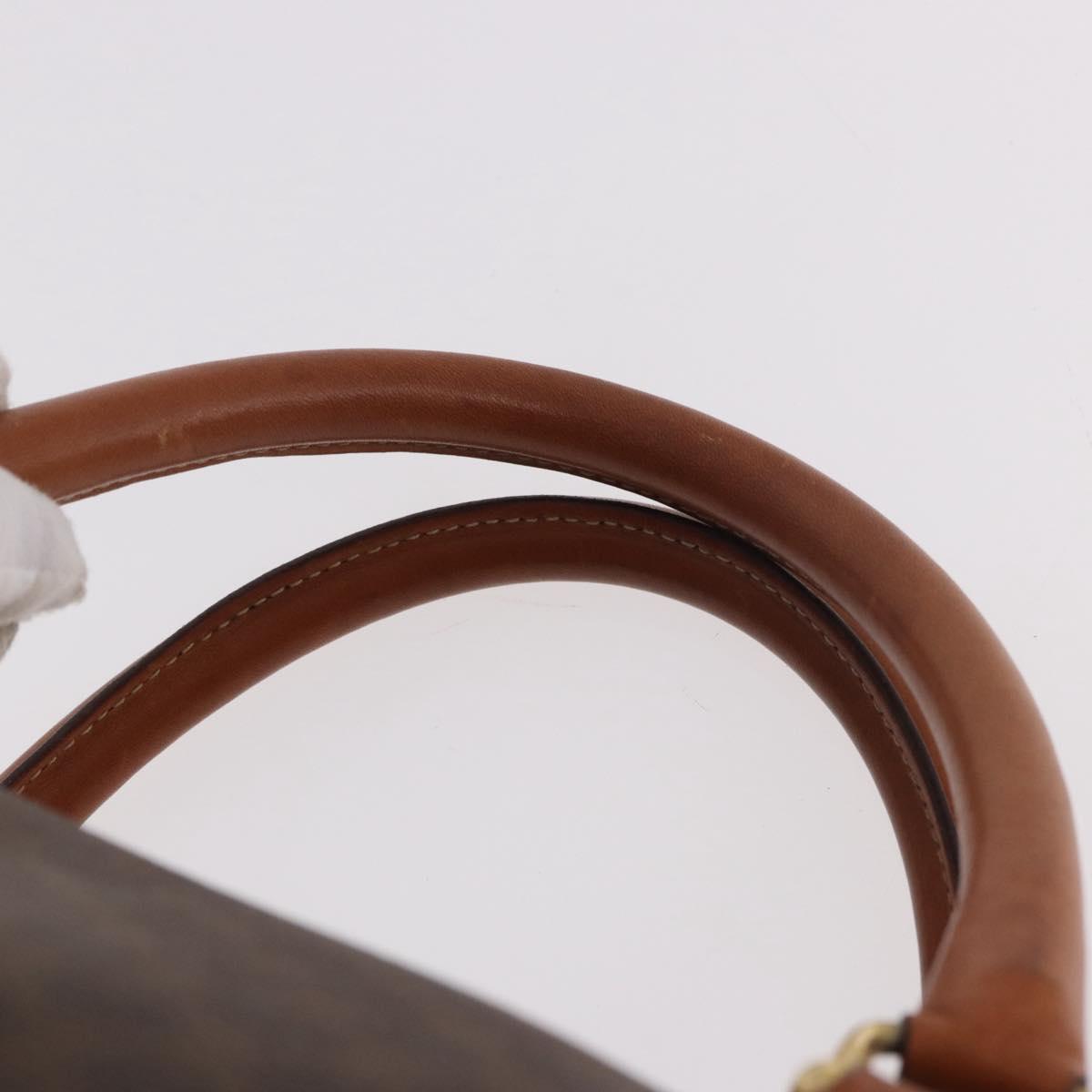 CELINE Macadam Canvas Boston Bag PVC Leather Brown Gold Auth 185992