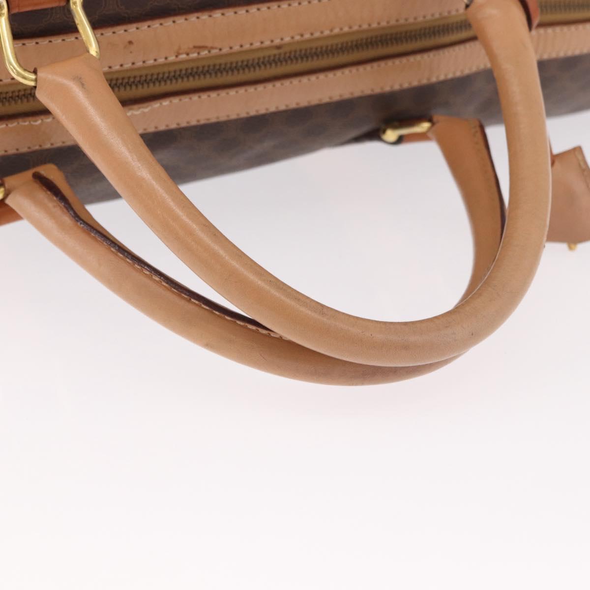 CELINE Macadam Canvas Boston Bag PVC Leather Brown Gold Auth 185993