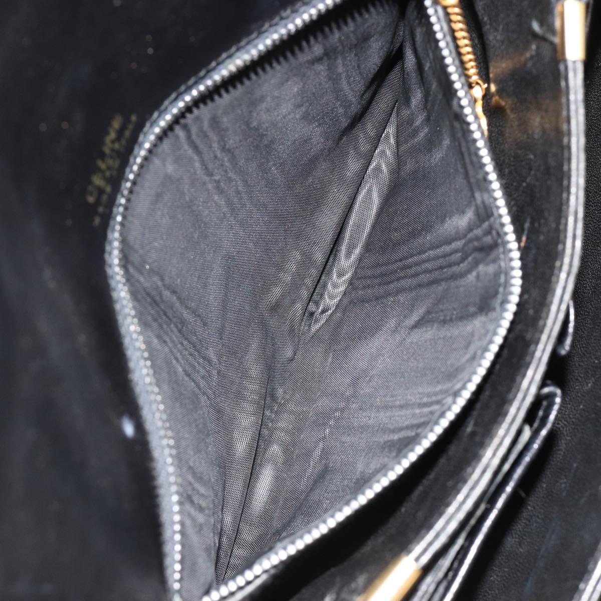 CELINE Horse Carriage Shoulder Bag Leather Gold Black Auth 185997A