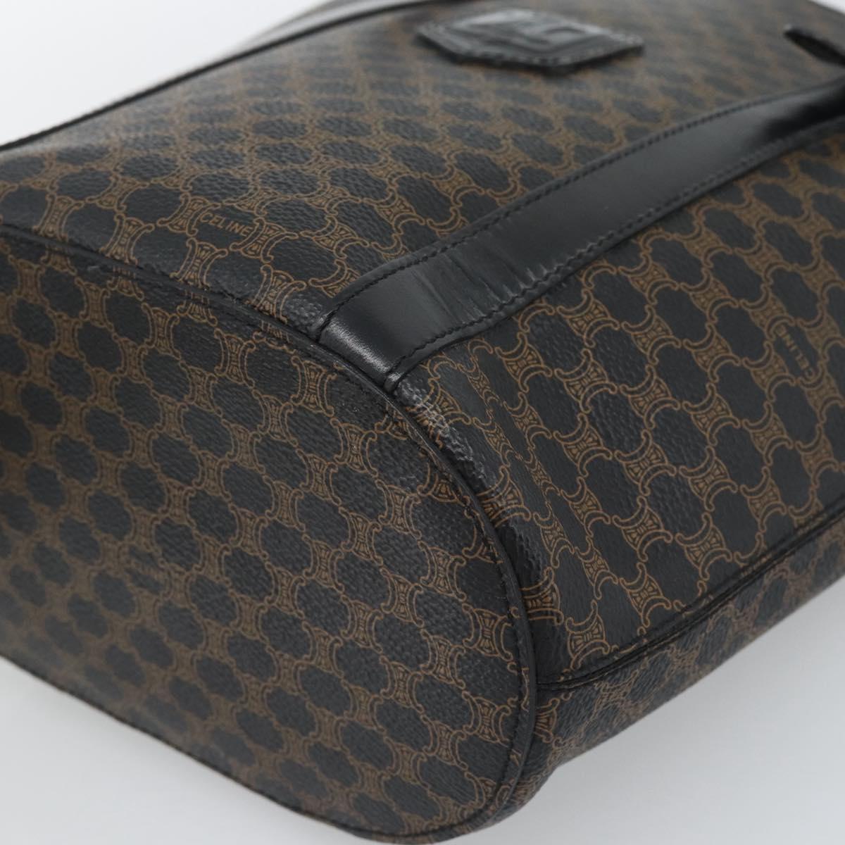 CELINE Macadam Canvas Tote Bag PVC Leather Black Gold Auth 185998