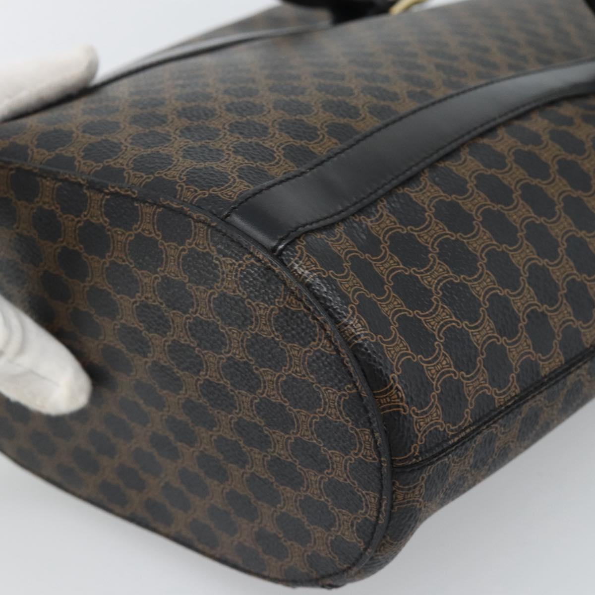 CELINE Macadam Canvas Tote Bag PVC Leather Black Gold Auth 185998