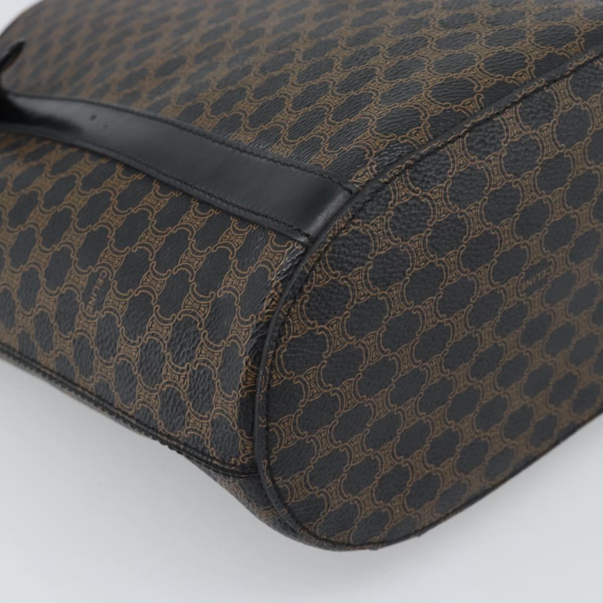 CELINE Macadam Canvas Tote Bag PVC Leather Black Gold Auth 185998