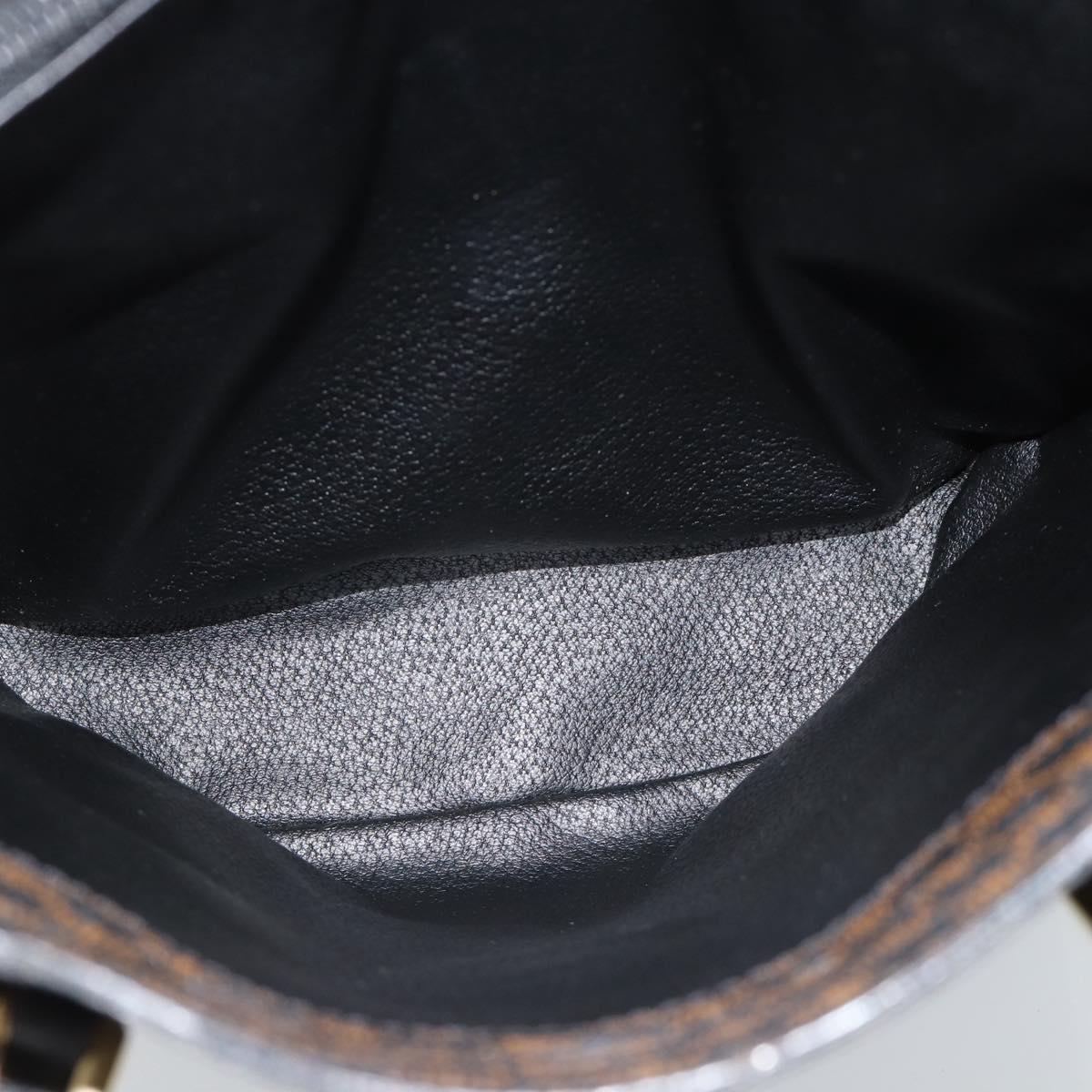 CELINE Macadam Canvas Tote Bag PVC Leather Black Gold Auth 185998