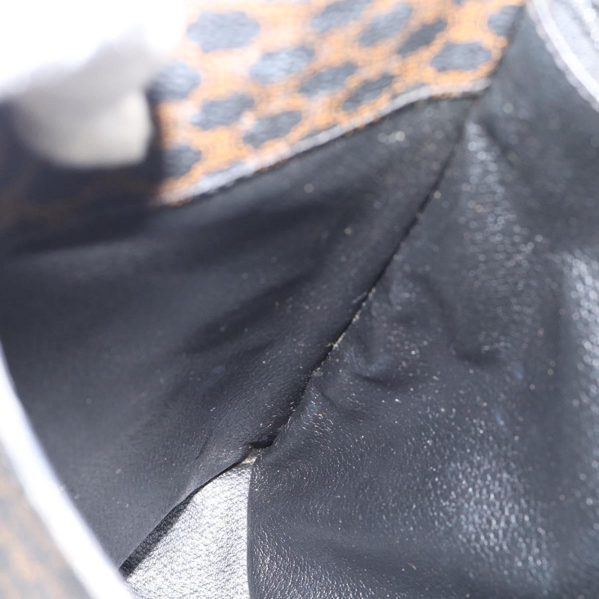 CELINE Macadam Canvas Tote Bag PVC Leather Black Gold Auth 185998