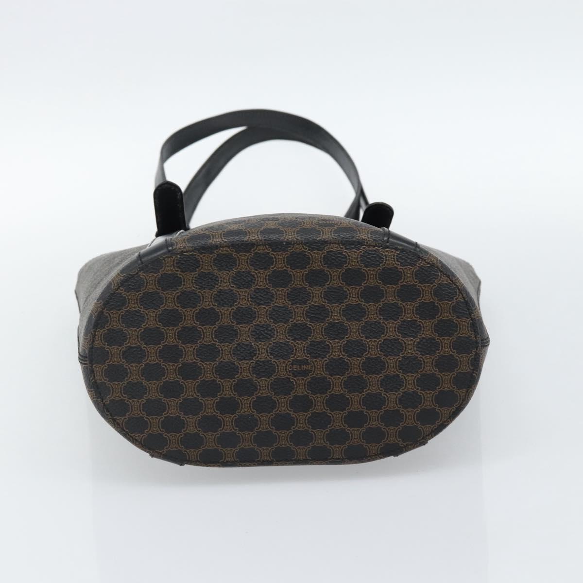 CELINE Macadam Canvas Tote Bag PVC Leather Black Gold Auth 185998