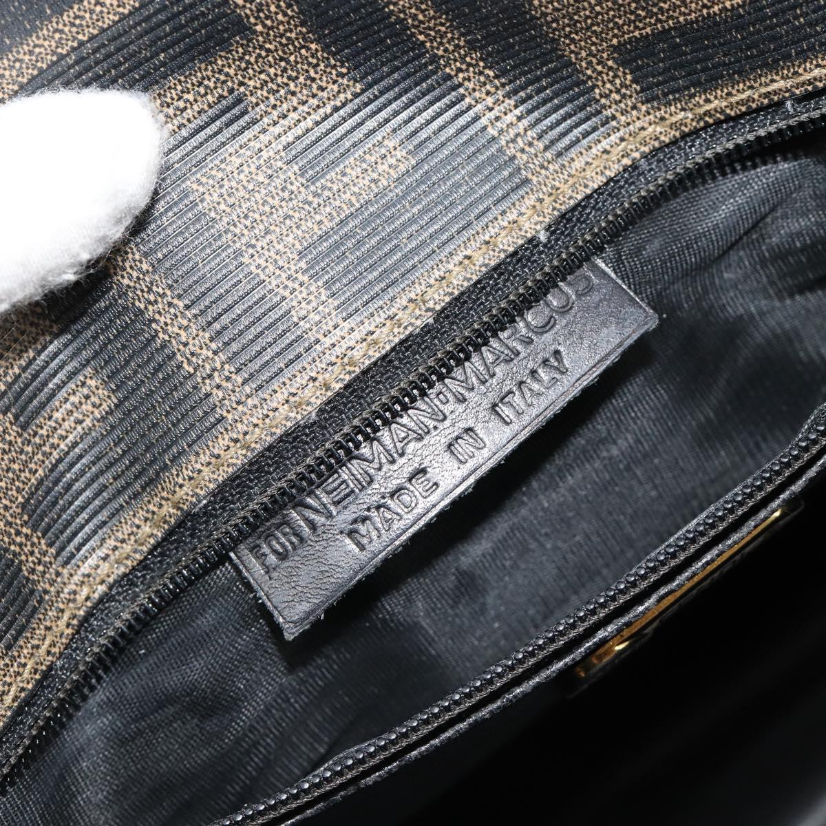 FENDI Zucca Canvas Shoulder Bag PVC Black Brown Auth 186000