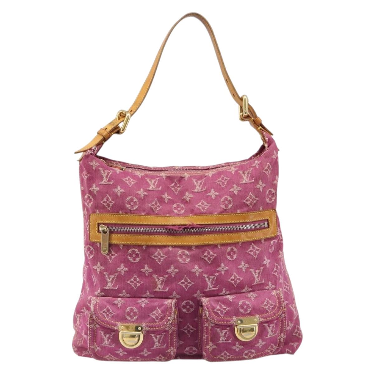 LOUIS VUITTON Monogram Denim Buggy GM Shoulder Bag Fuchsia M95210 LV Auth 186001