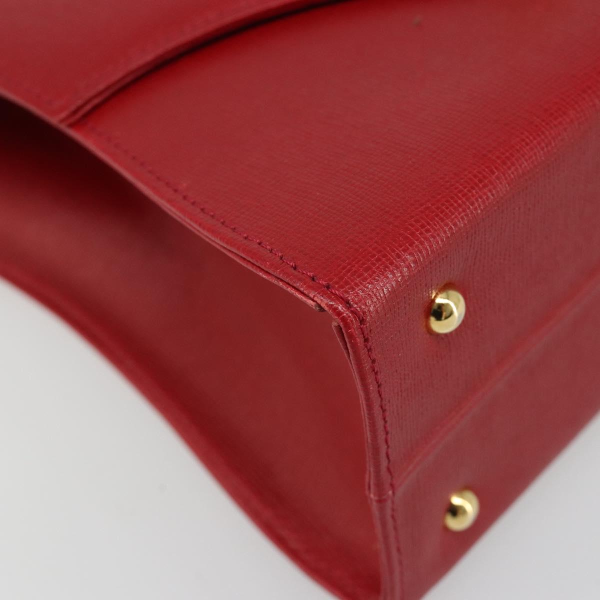 GIVENCHY Hand Bag Leather Red Gold Auth 186008