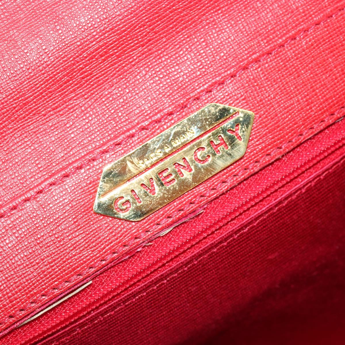 GIVENCHY Hand Bag Leather Red Gold Auth 186008