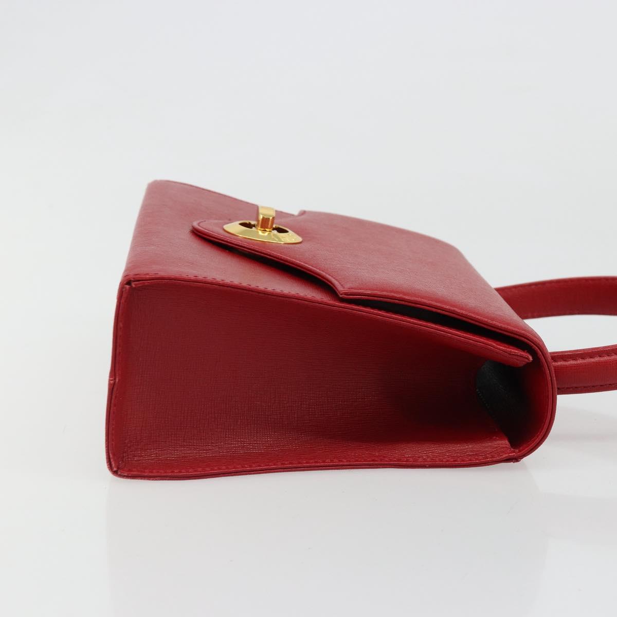 GIVENCHY Hand Bag Leather Red Gold Auth 186008