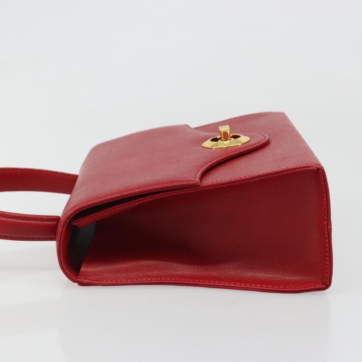 GIVENCHY Hand Bag Leather Red Gold Auth 186008