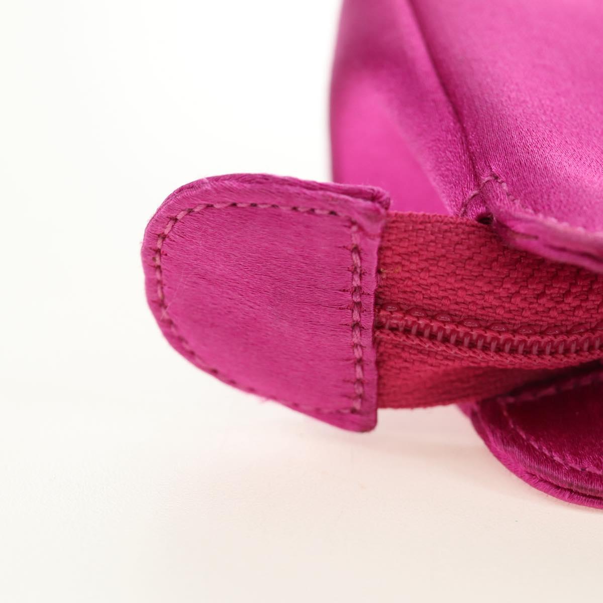 CHANEL Pouch Satin Pink Gold CC Auth 186009SAM
