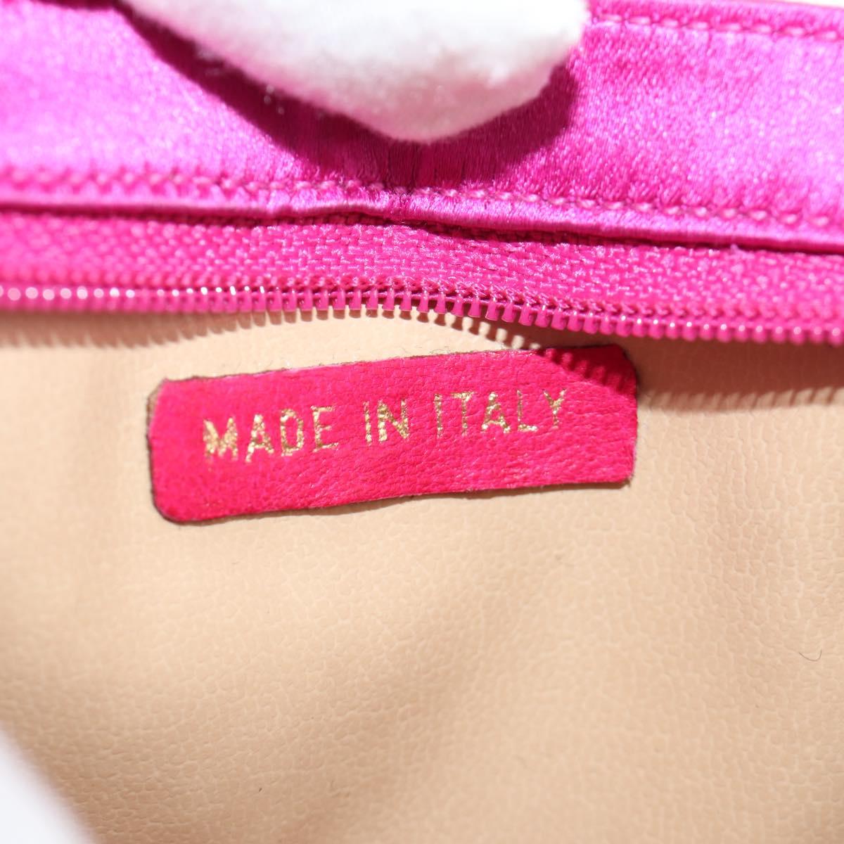 CHANEL Pouch Satin Pink Gold CC Auth 186009SAM