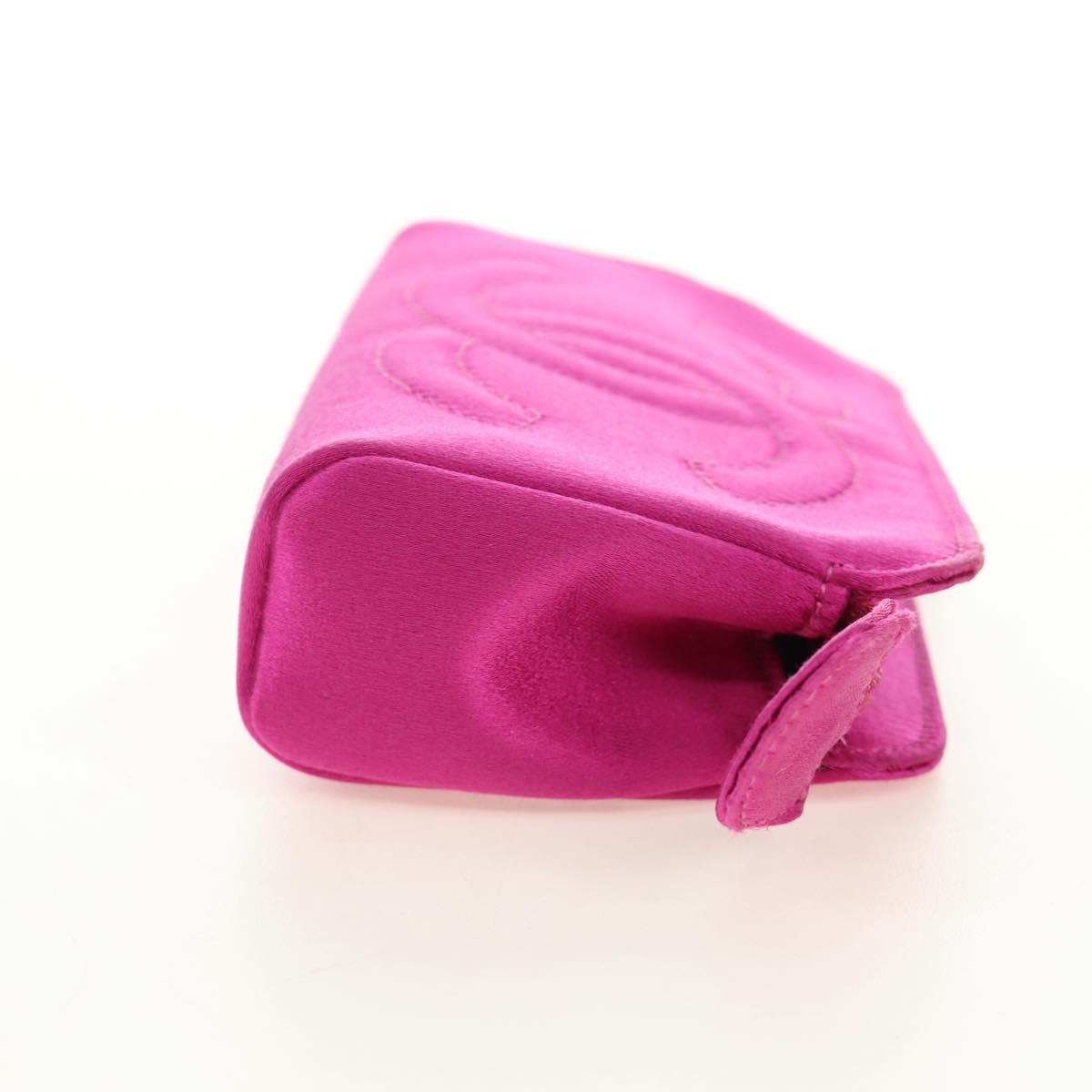 CHANEL Pouch Satin Pink Gold CC Auth 186009SAM