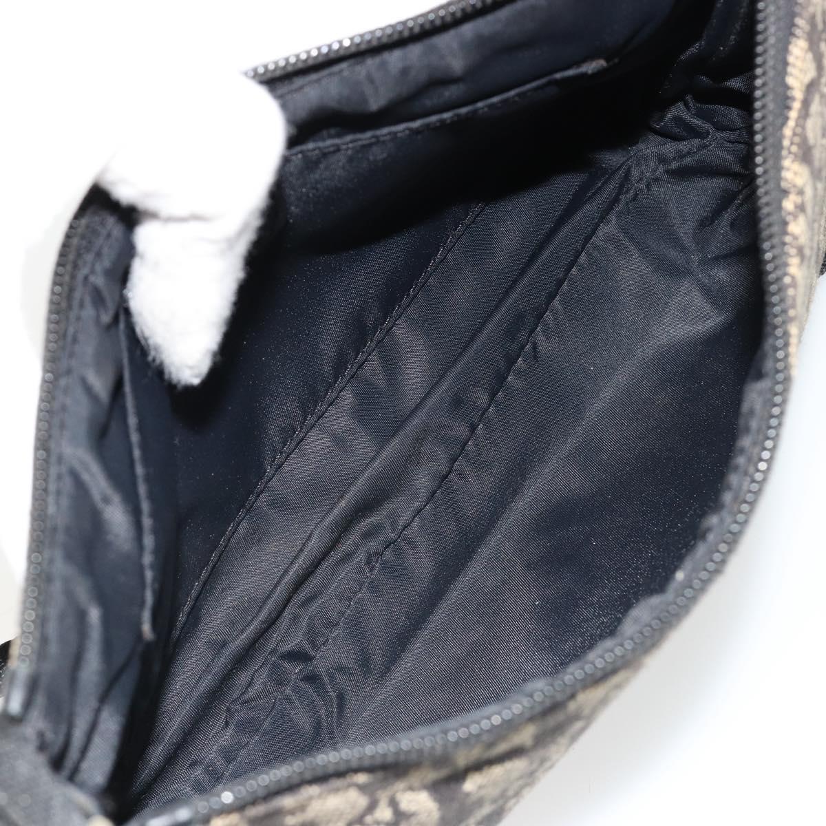 Christian Dior Trotter Canvas Accessory Pouch Navy Silver Auth 186012
