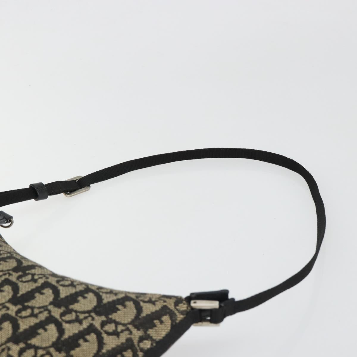 Christian Dior Trotter Canvas Accessory Pouch Navy Silver Auth 186012