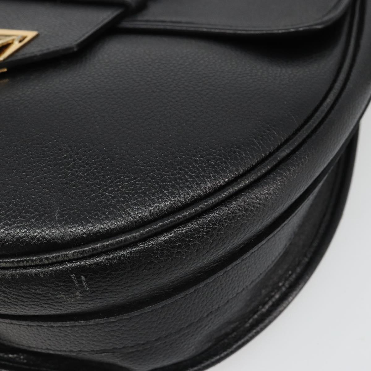 SAINT LAURENT Shoulder Bag Leather Gold Black Auth 186014