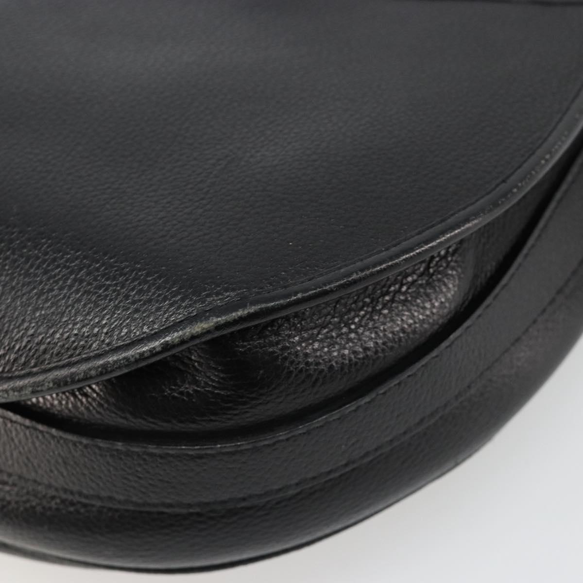 SAINT LAURENT Shoulder Bag Leather Gold Black Auth 186014