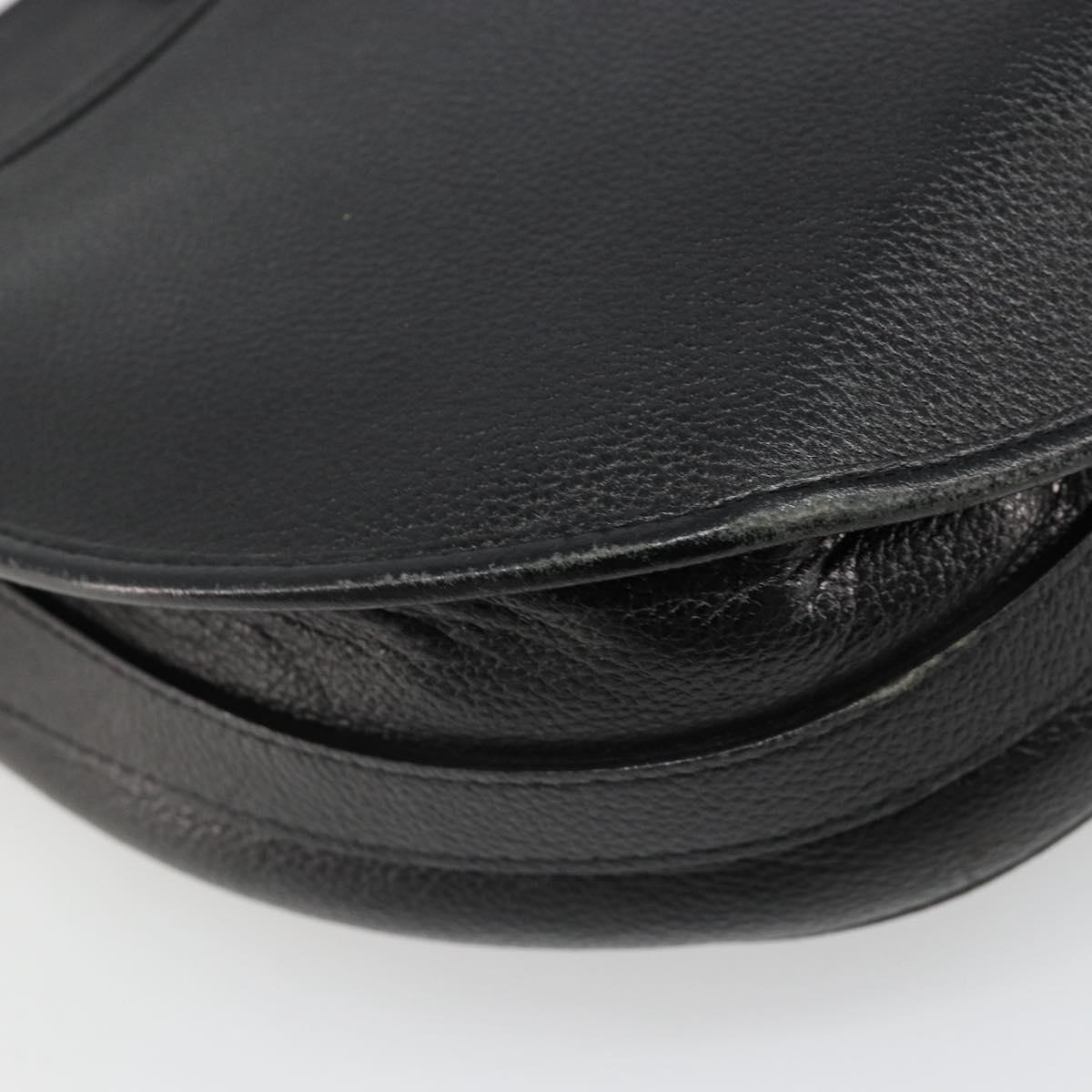 SAINT LAURENT Shoulder Bag Leather Gold Black Auth 186014