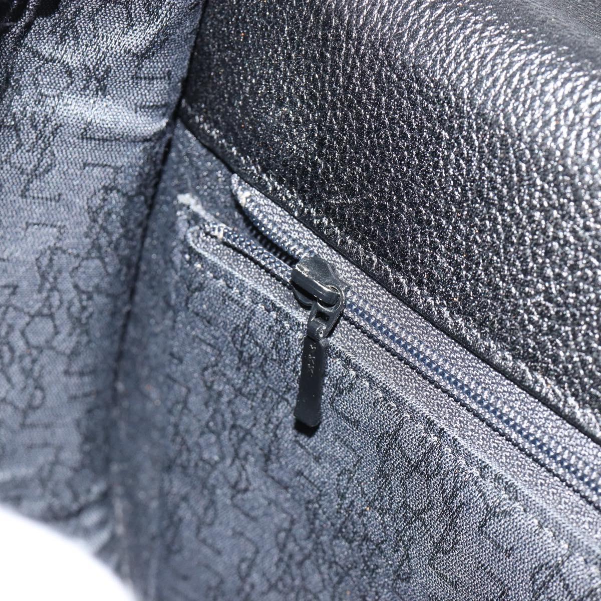 SAINT LAURENT Shoulder Bag Leather Gold Black Auth 186014