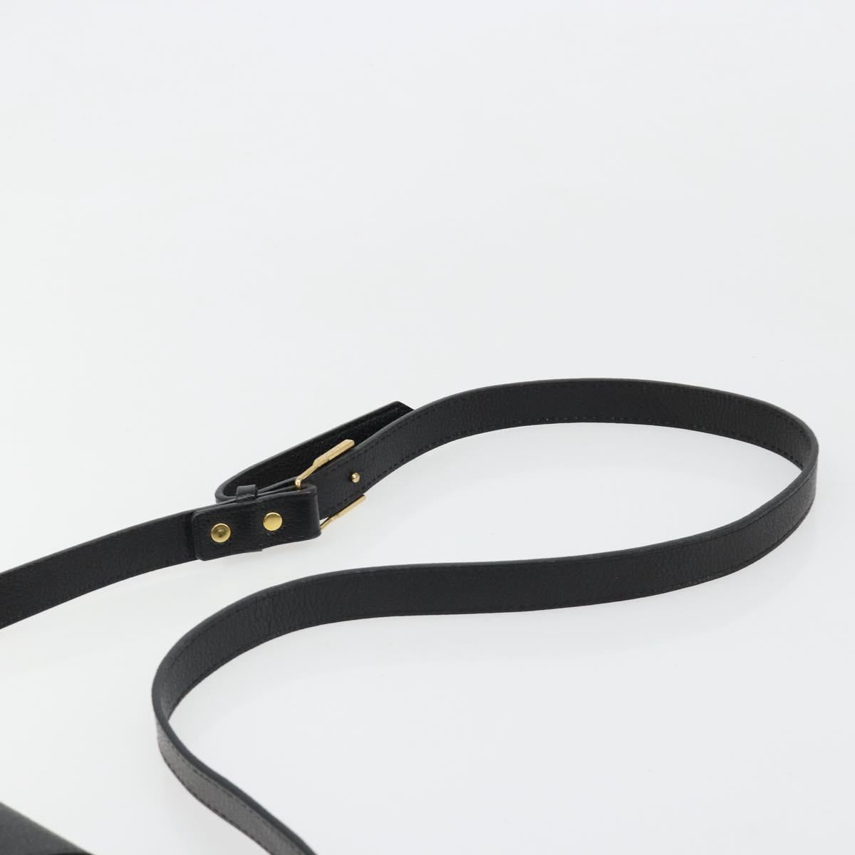 SAINT LAURENT Shoulder Bag Leather Gold Black Auth 186014