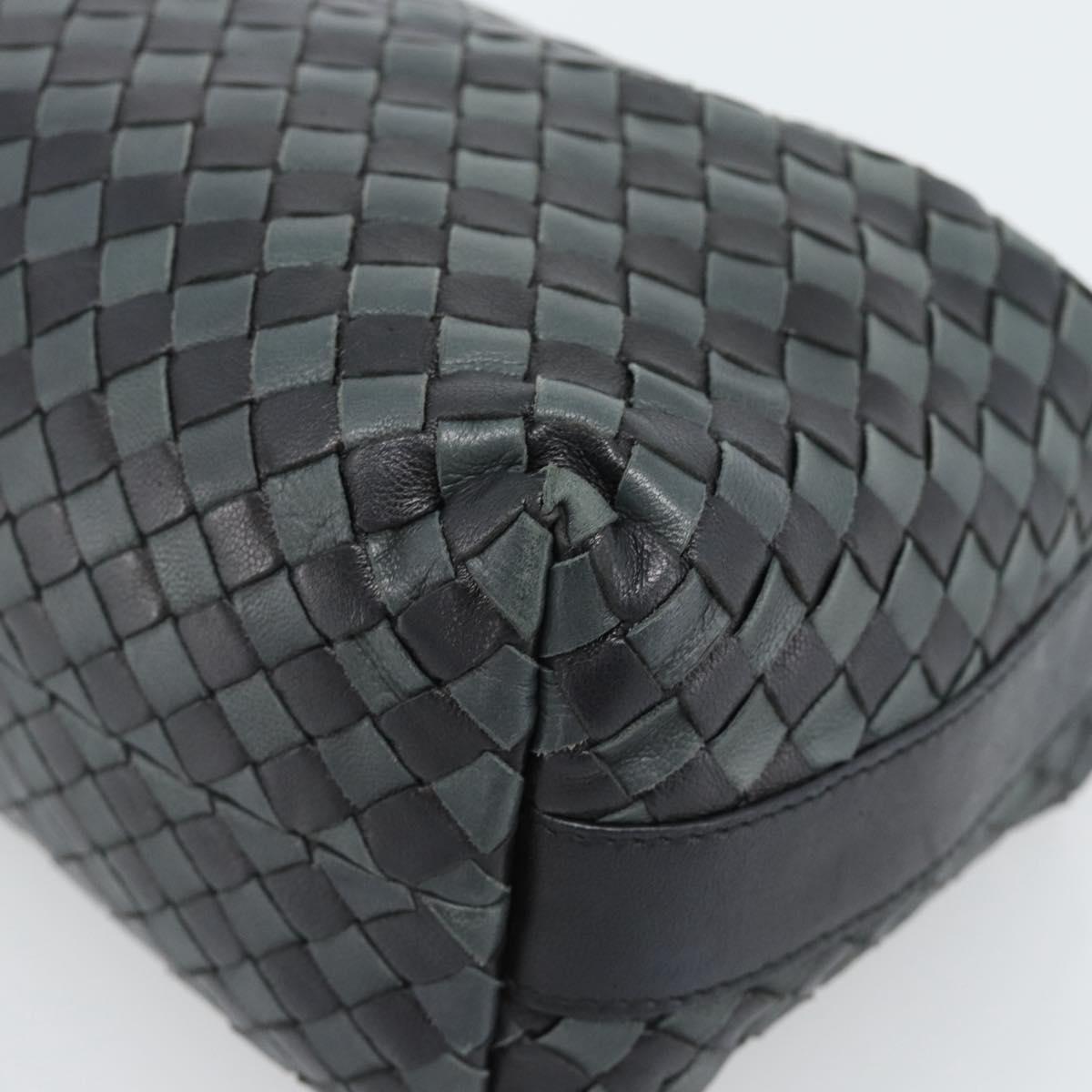 BOTTEGA VENETA INTRECCIATO Hand Pouch Leather Black Gold 114087 Auth 186016A