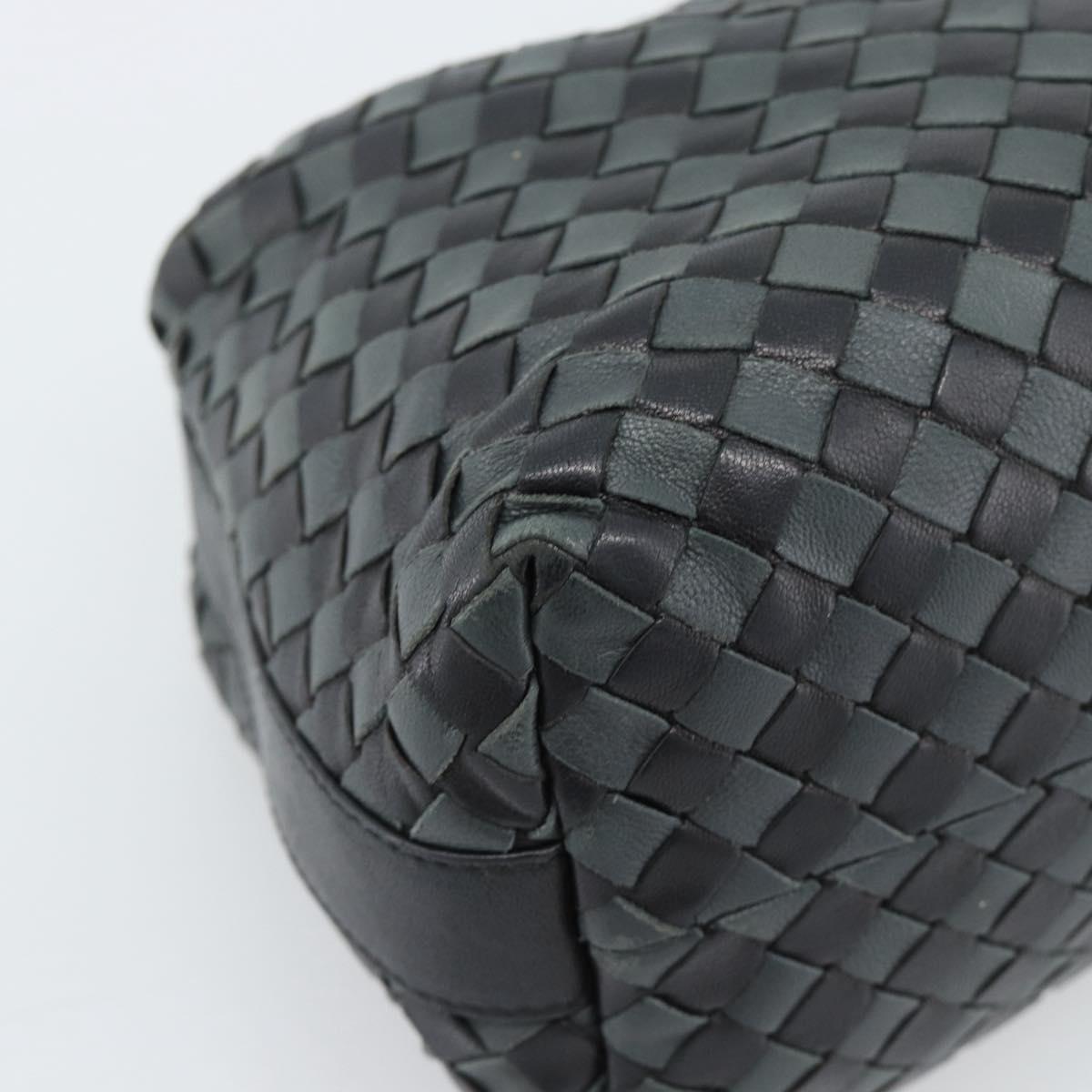 BOTTEGA VENETA INTRECCIATO Hand Pouch Leather Black Gold 114087 Auth 186016A