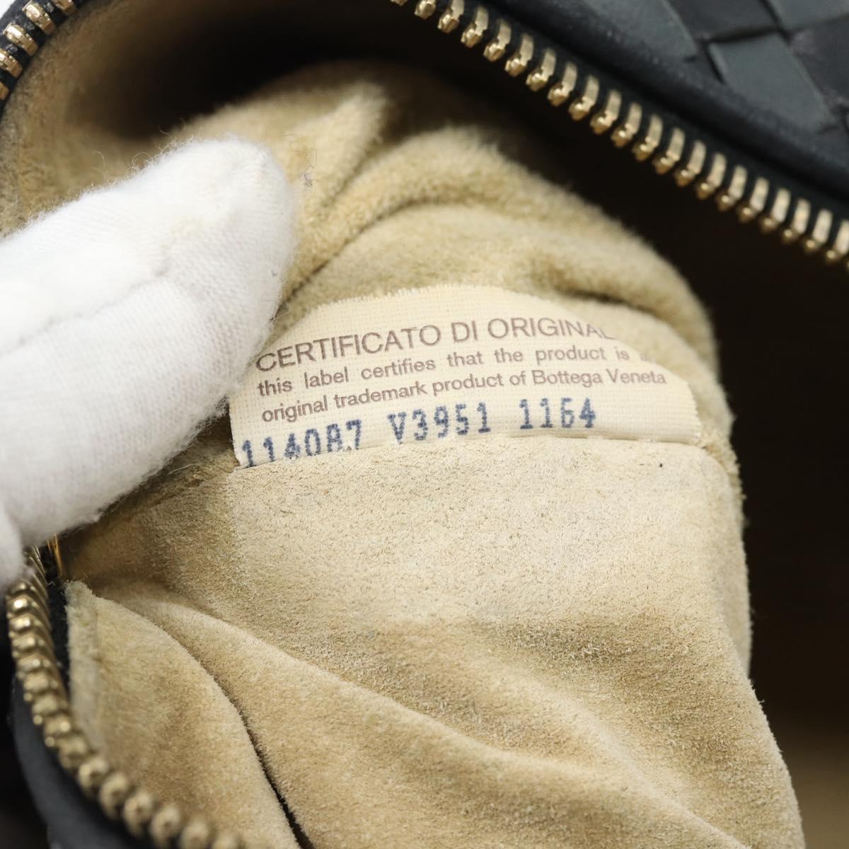 BOTTEGA VENETA INTRECCIATO Hand Pouch Leather Black Gold 114087 Auth 186016A