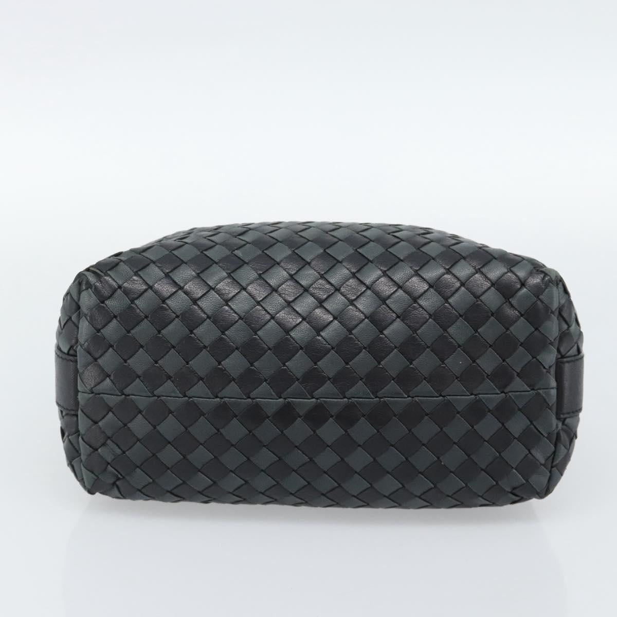 BOTTEGA VENETA INTRECCIATO Hand Pouch Leather Black Gold 114087 Auth 186016A