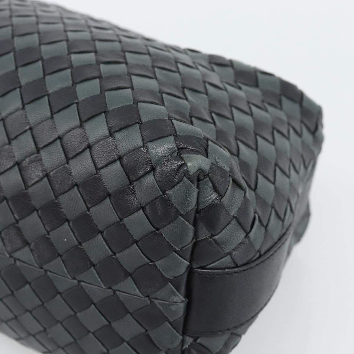 BOTTEGA VENETA INTRECCIATO Hand Pouch Leather Black Gold 114087 Auth 186016A
