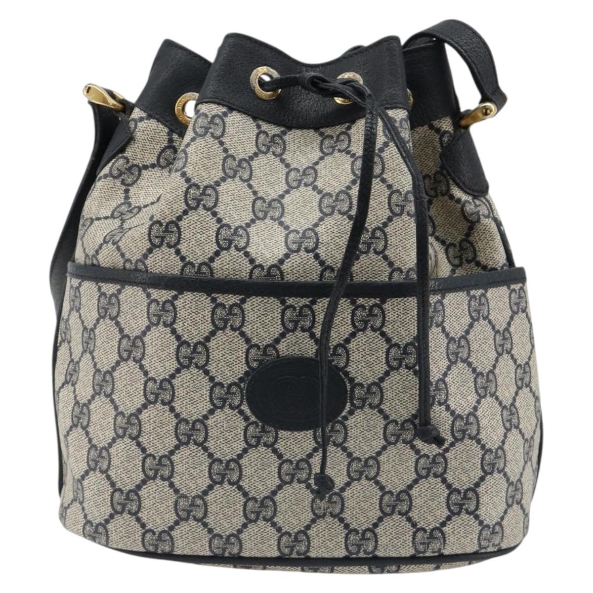 GUCCI GG Supreme Shoulder Bag PVC Navy Gold 001 093 0791 Auth 186017