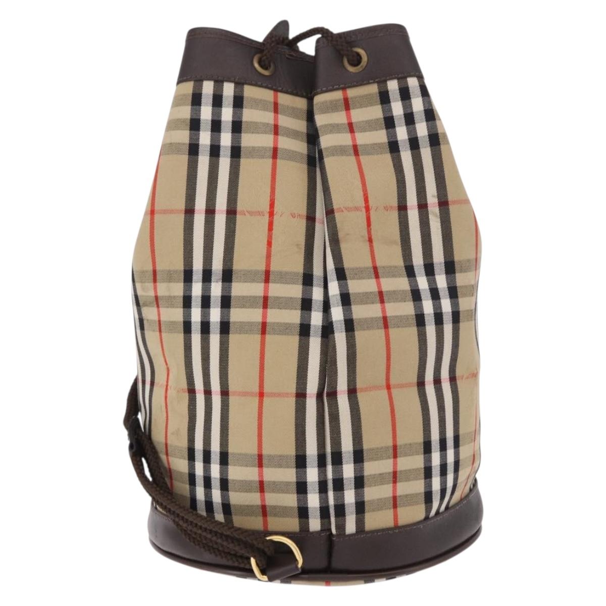 Burberrys Nova Check Shoulder Bag Canvas Beige Auth 186020A