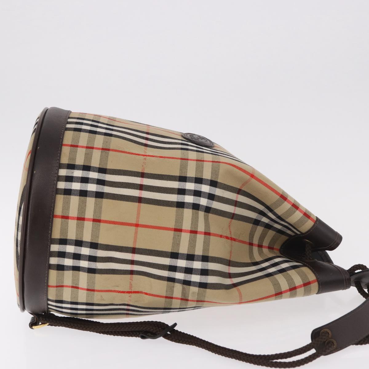 Burberrys Nova Check Shoulder Bag Canvas Beige Auth 186020A
