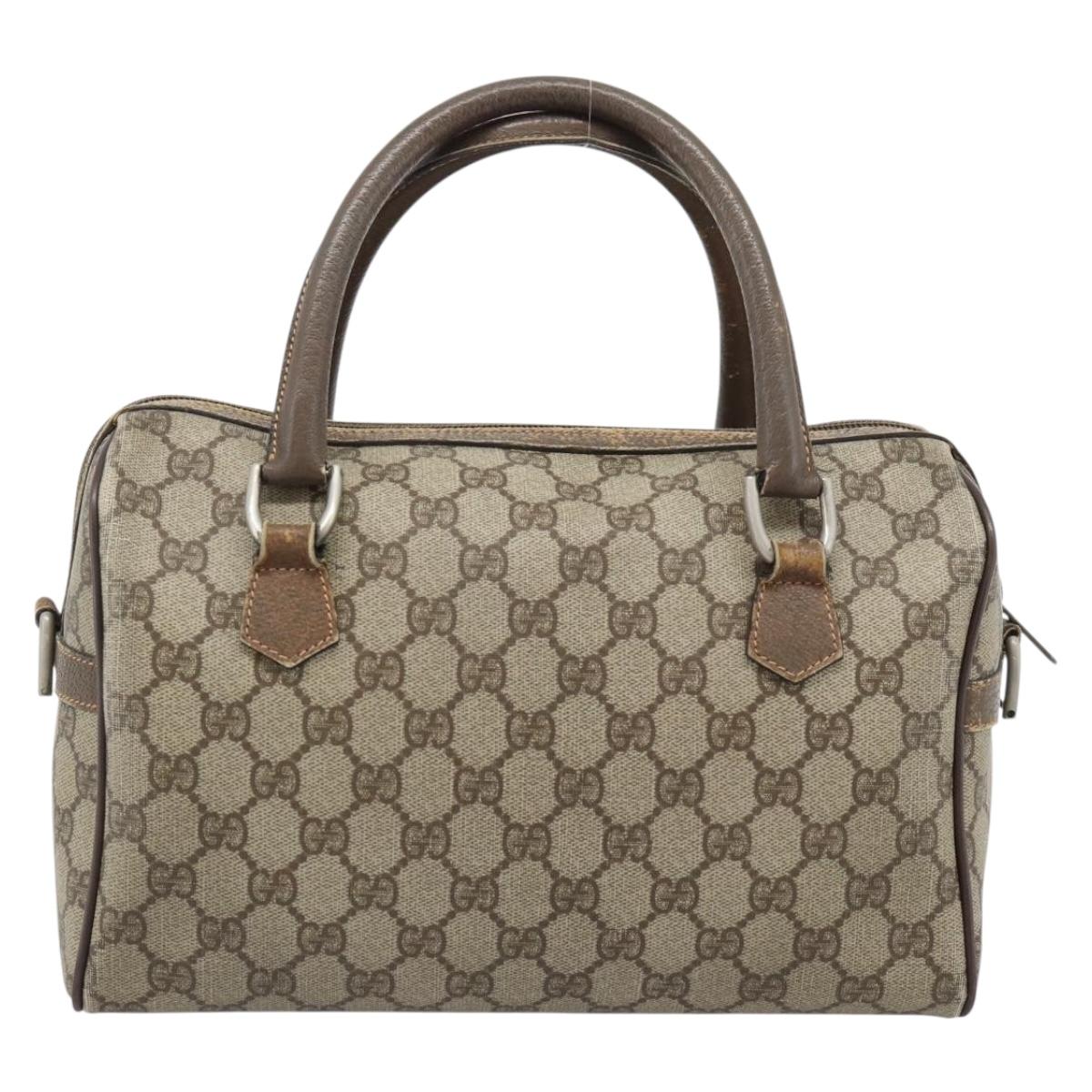 GUCCI GG Supreme Web Sherry Line Bag PVC Beige Silver 002 115 6697 Auth 186022