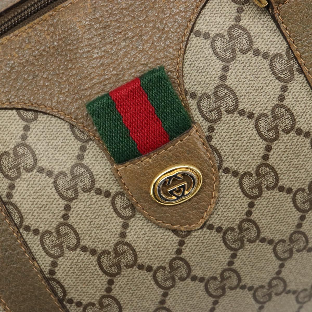 GUCCI GG Supreme Web Sherry Line Boston Bag PVC Beige Gold 40 02 007 Auth 186023