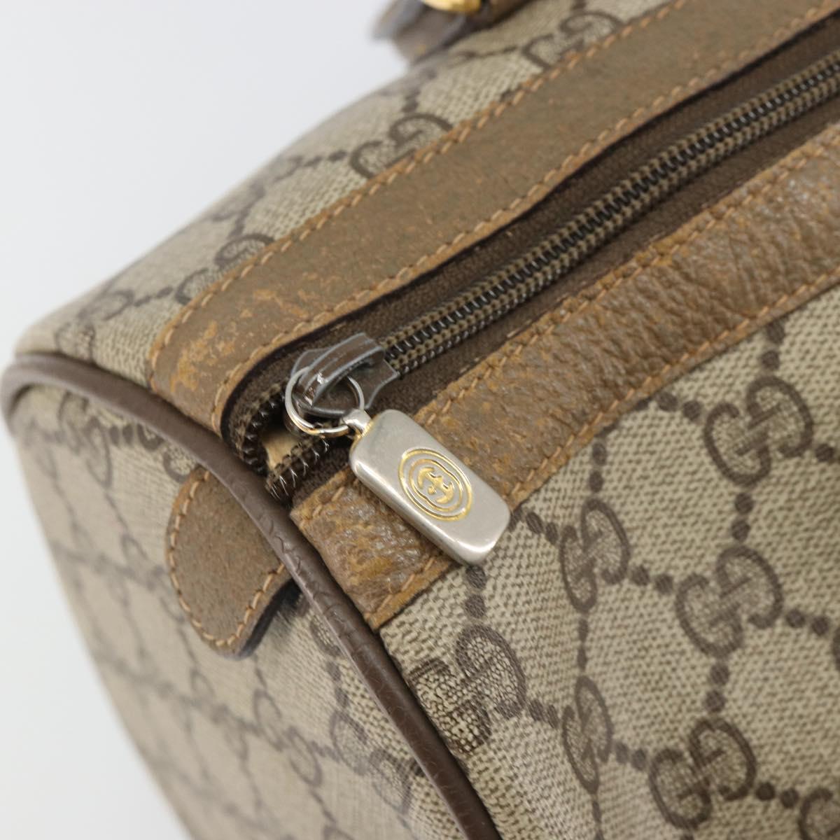 GUCCI GG Supreme Web Sherry Line Boston Bag PVC Beige Gold 40 02 007 Auth 186023