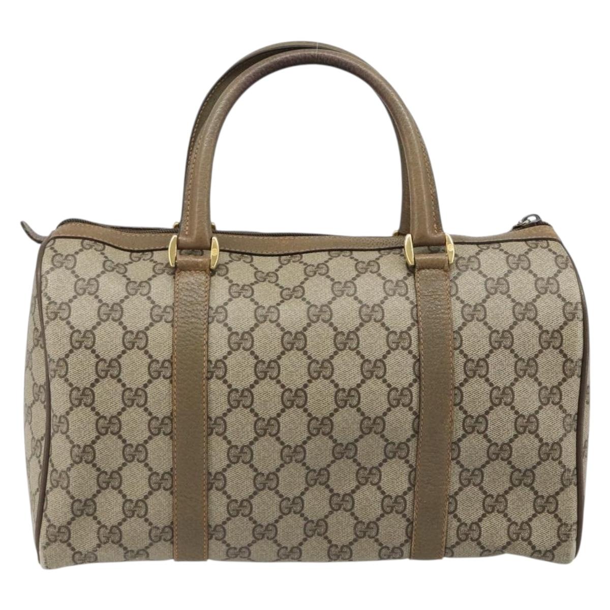 GUCCI GG Supreme Web Sherry Line Boston Bag PVC Beige Gold 40 02 007 Auth 186023