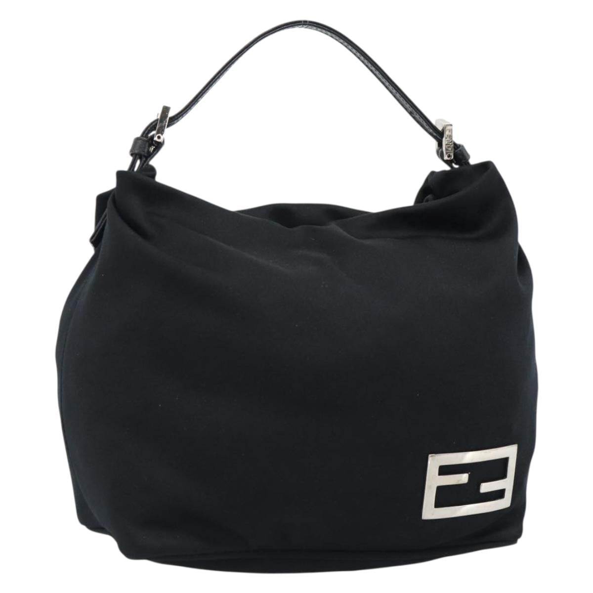 FENDI Hand Pouch Cotton jersey Black Silver Auth 186024A