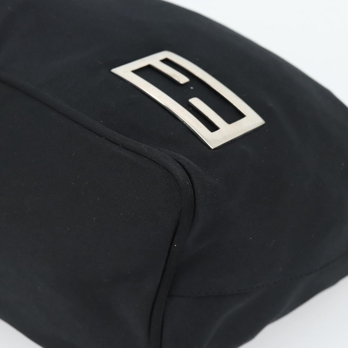FENDI Hand Pouch Cotton jersey Black Silver Auth 186024A