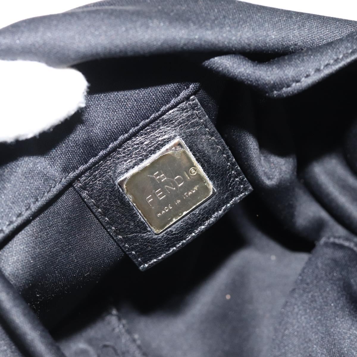 FENDI Hand Pouch Cotton jersey Black Silver Auth 186024A