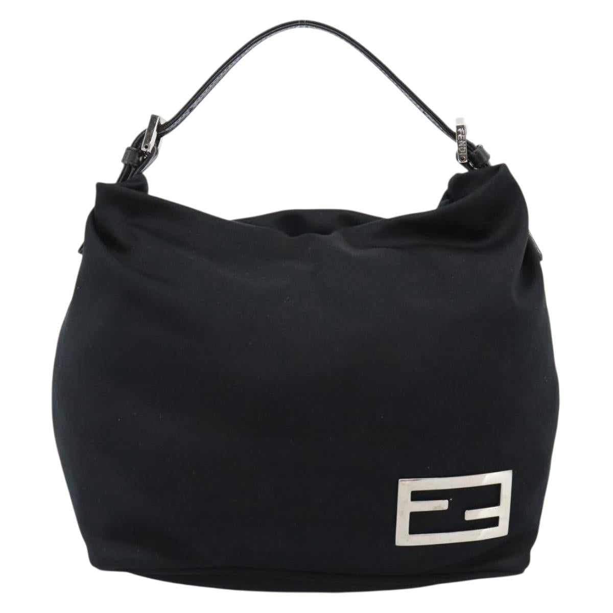 FENDI Hand Pouch Cotton jersey Black Silver Auth 186024A