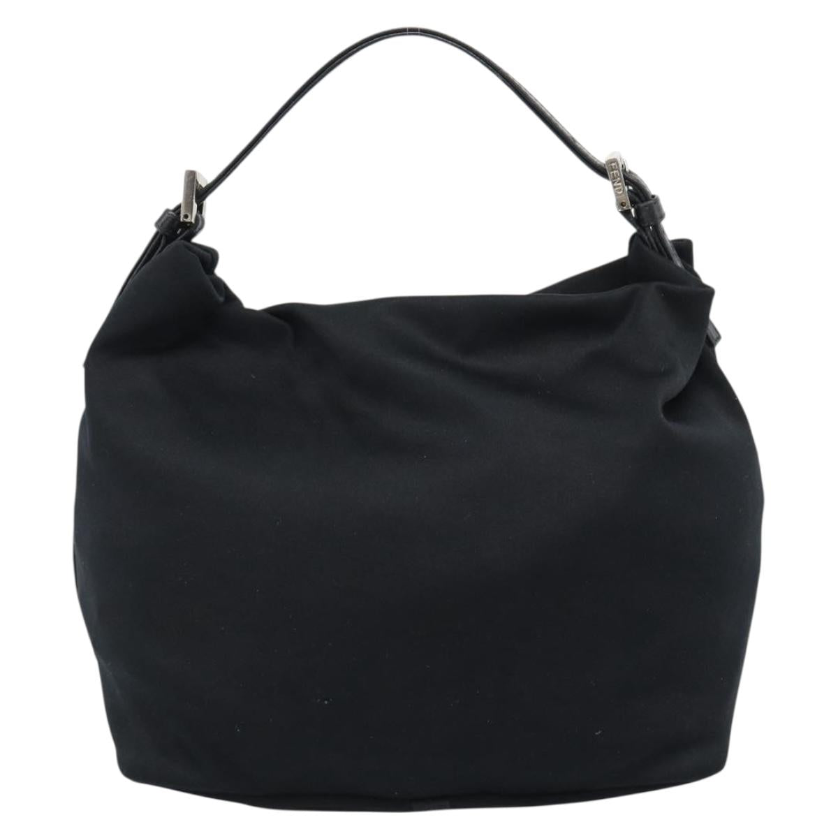 FENDI Hand Pouch Cotton jersey Black Silver Auth 186024A