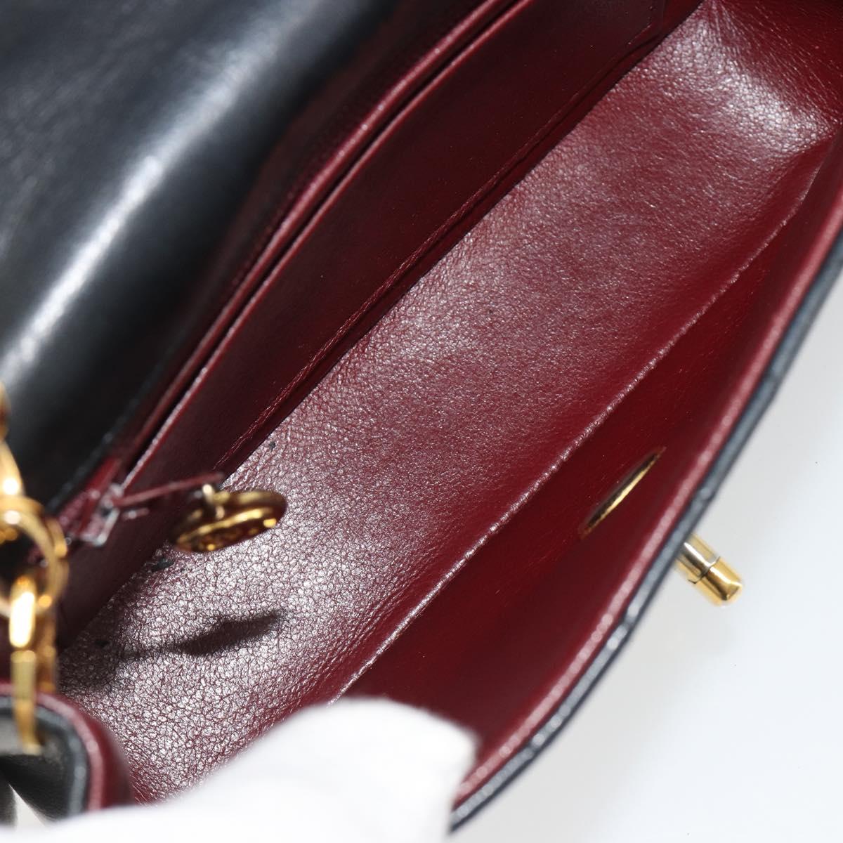 CHANEL Chain Matelasse Shoulder Bag Lamb Skin Black Gold CC Auth 186025SAV