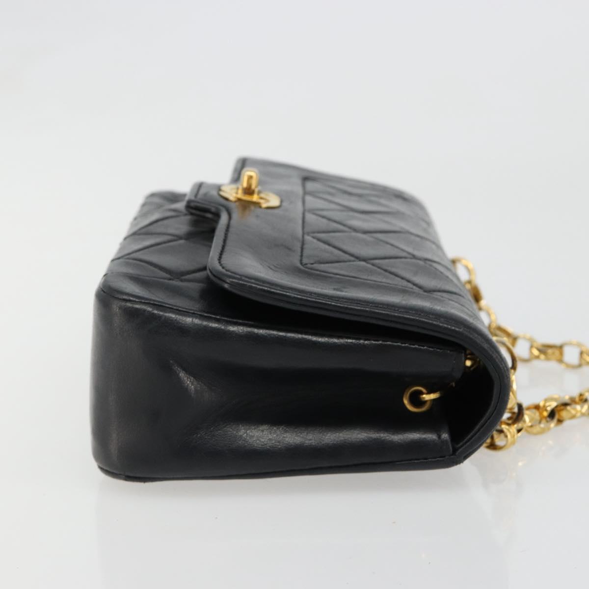 CHANEL Chain Matelasse Shoulder Bag Lamb Skin Black Gold CC Auth 186025SAV