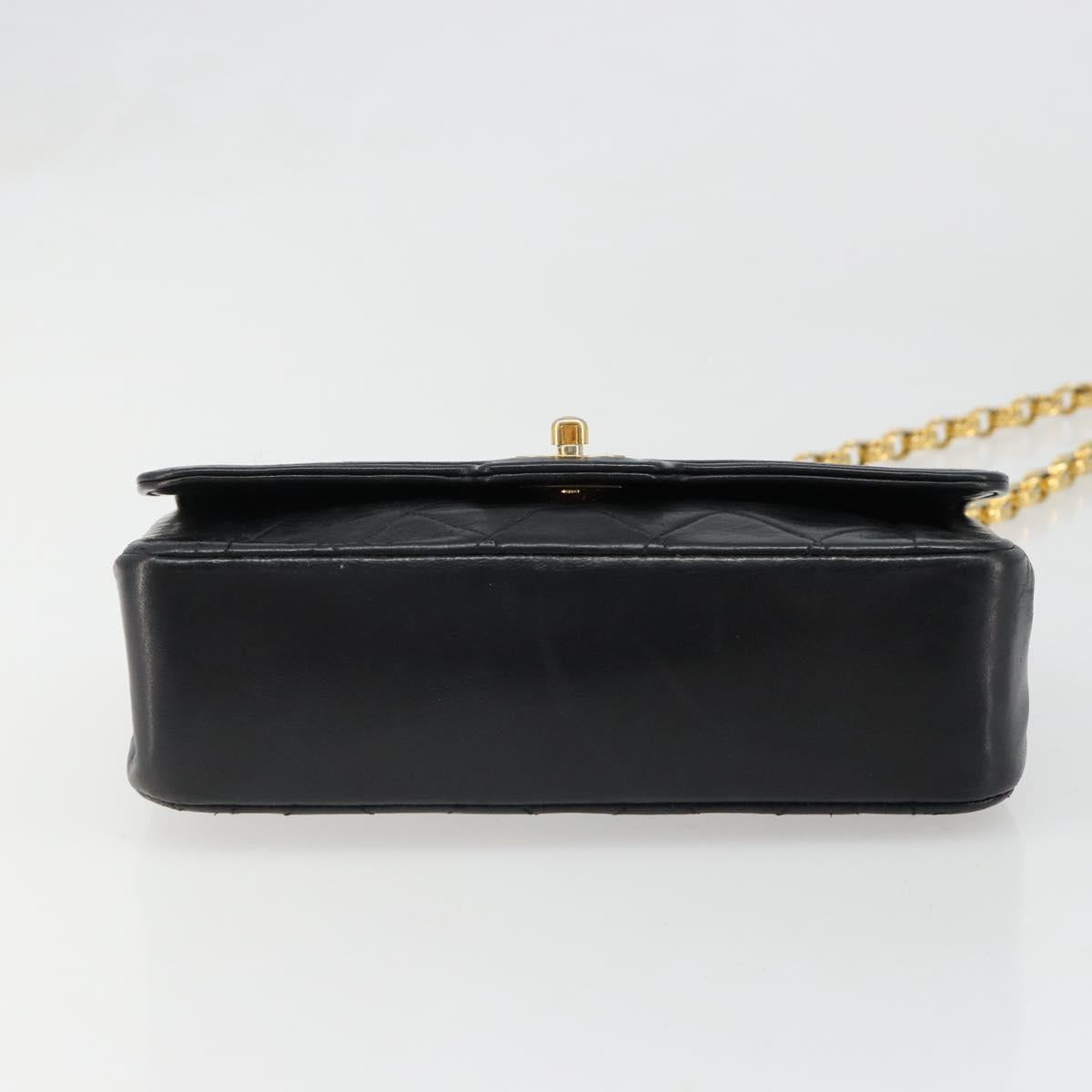 CHANEL Chain Matelasse Shoulder Bag Lamb Skin Black Gold CC Auth 186025SAV