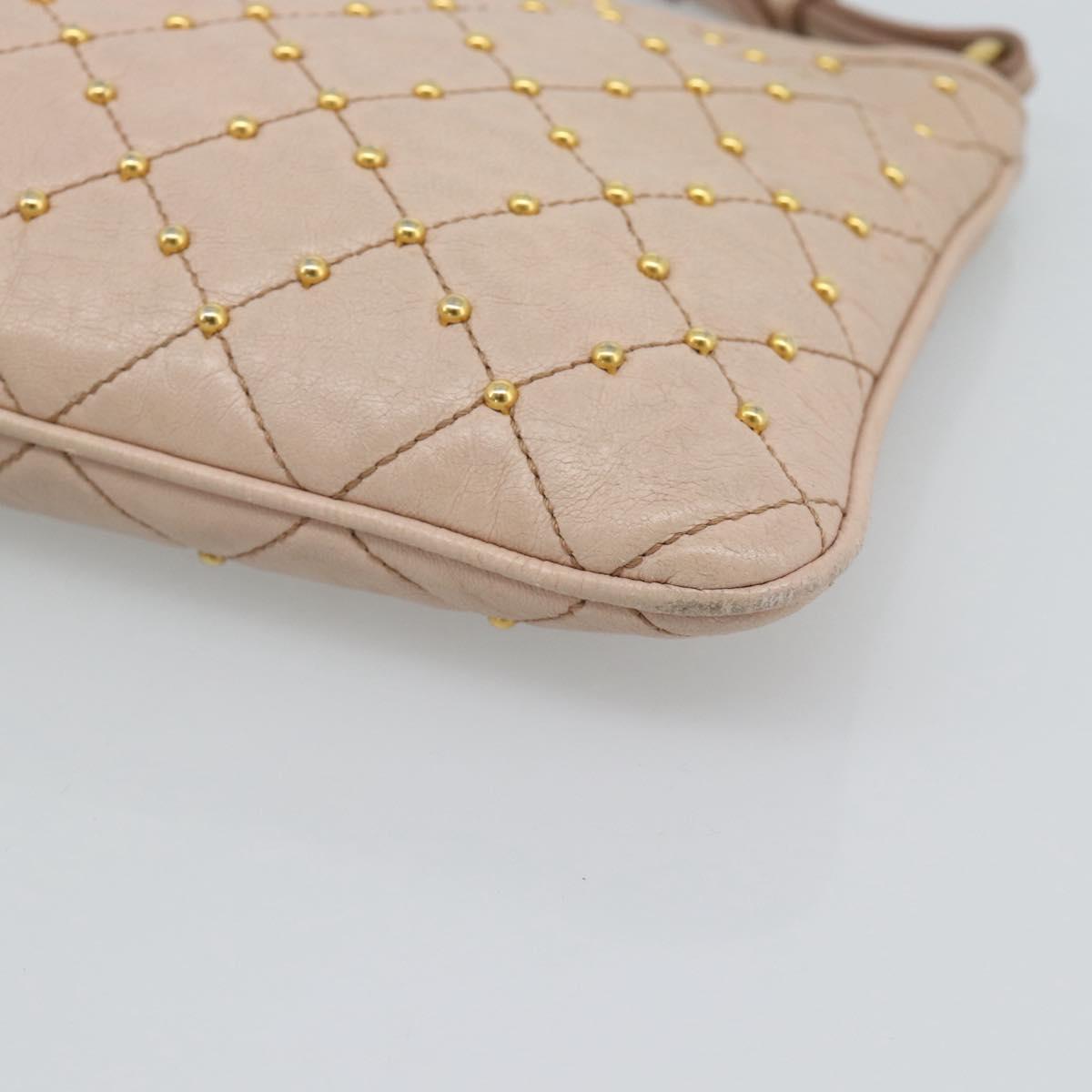 PRADA Clutch Bag Leather Pink Gold Auth 186026A