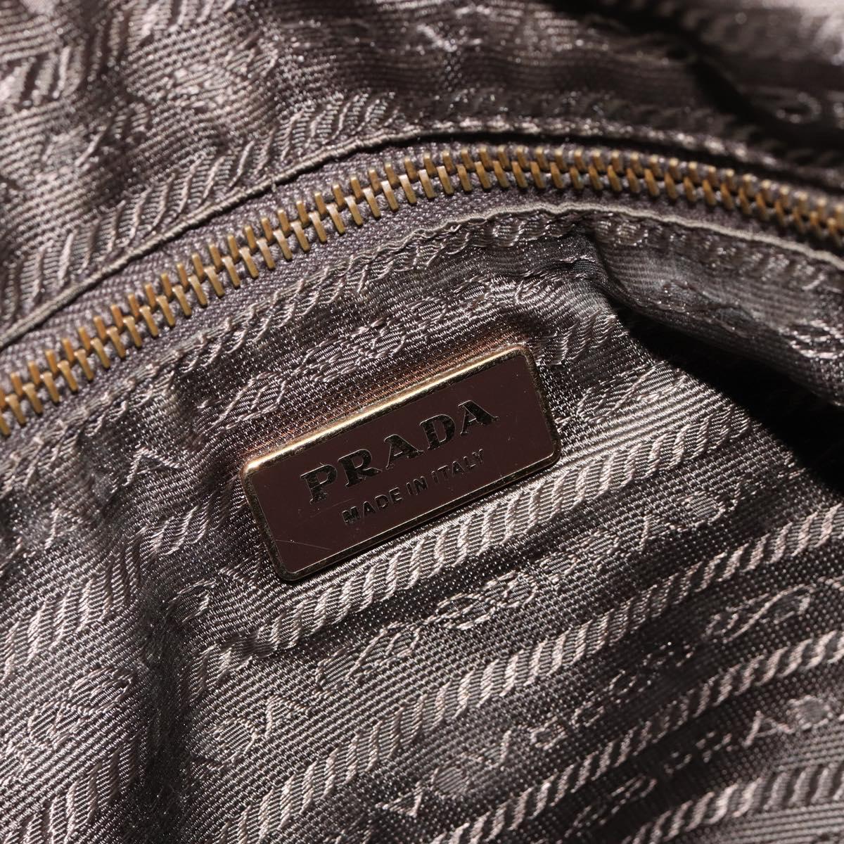 PRADA Shoulder Bag Leather Brown Gold Auth 186027A