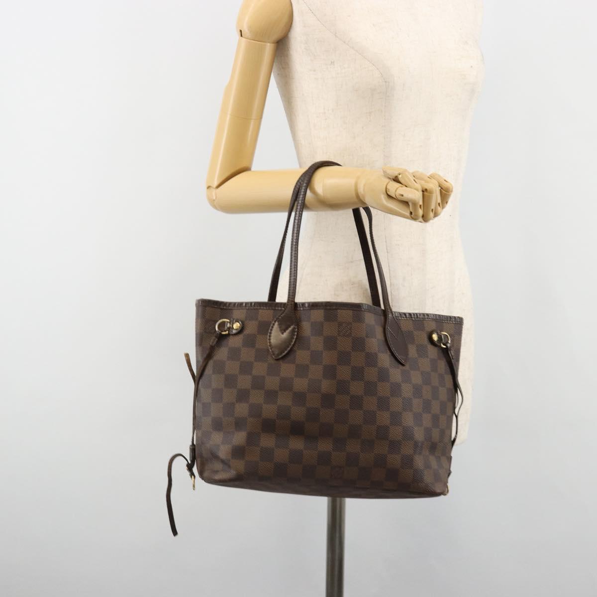 LOUIS VUITTON Damier Ebene Neverfull PM Tote Bag N51109 LV Auth 186031
